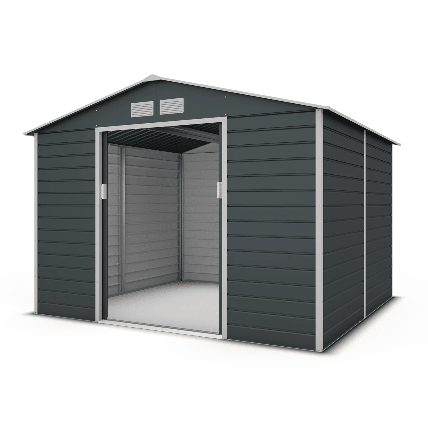Abri de jardin métal anthracite 6,5 m² + kit d’ancrage